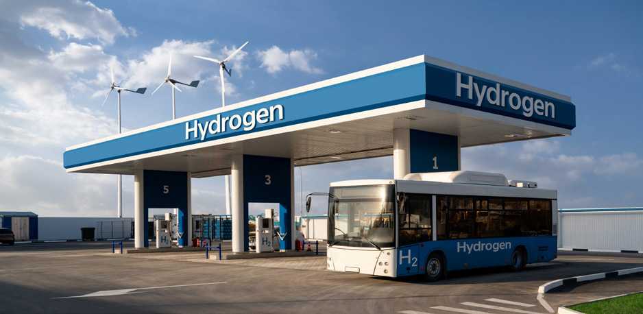 Tankstation med brint (hydrogen) der stammer fra Power to X (PtX)