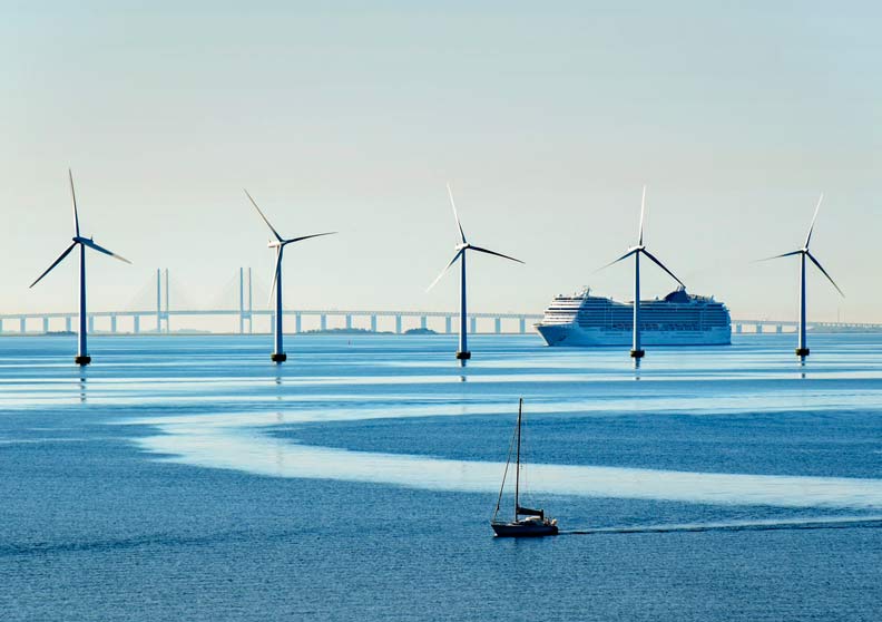 Power-to-X - vindmøller og skib i øresund