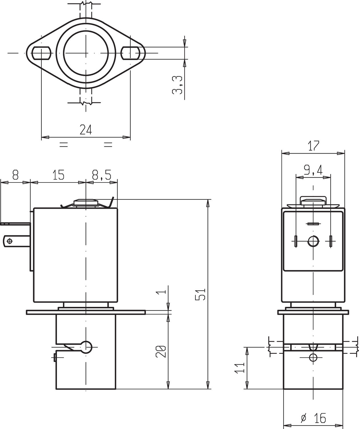 2/2 hose clamp valve-dimension drawing
