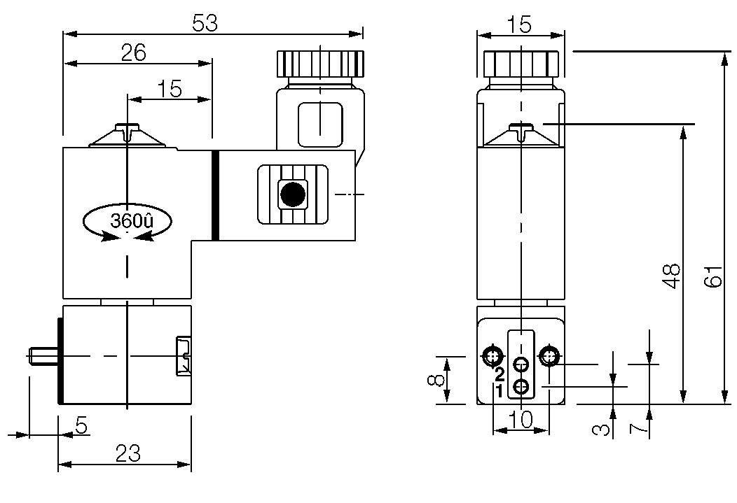 2/2 proportionality valve M5-dimension drawing