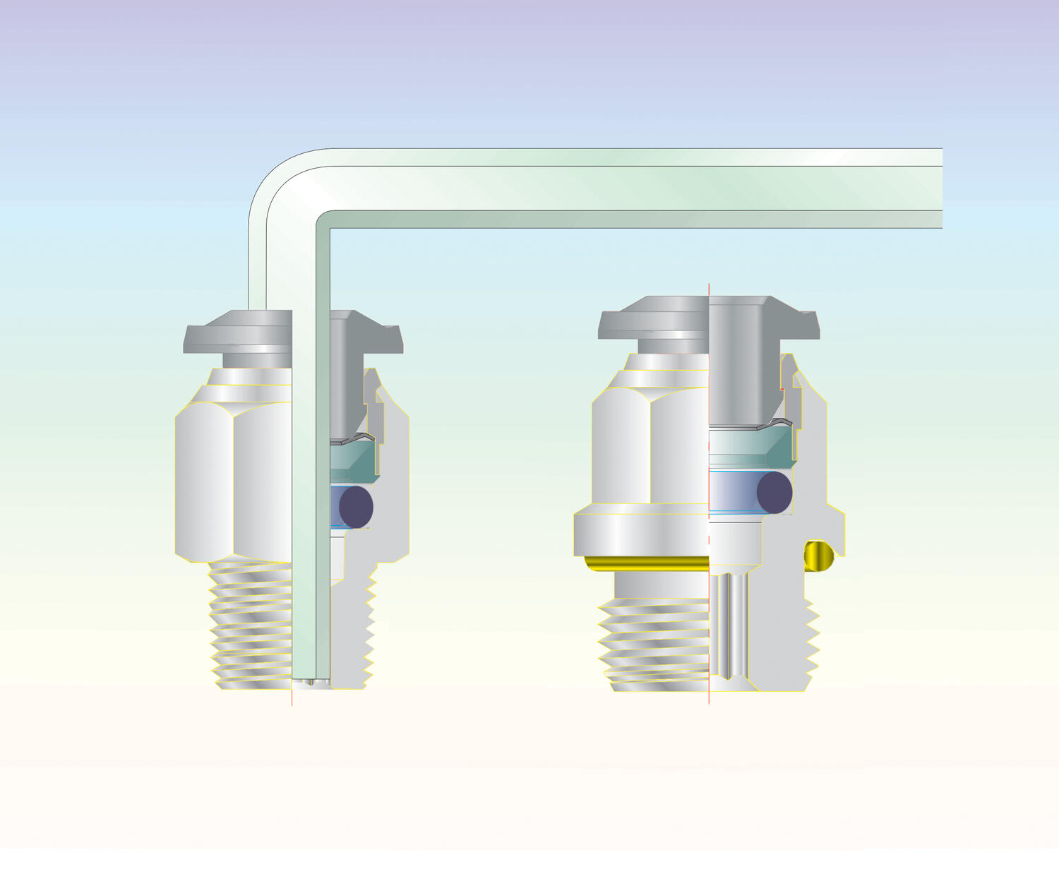 Acidproof push-in fitting series 60000, assemblage