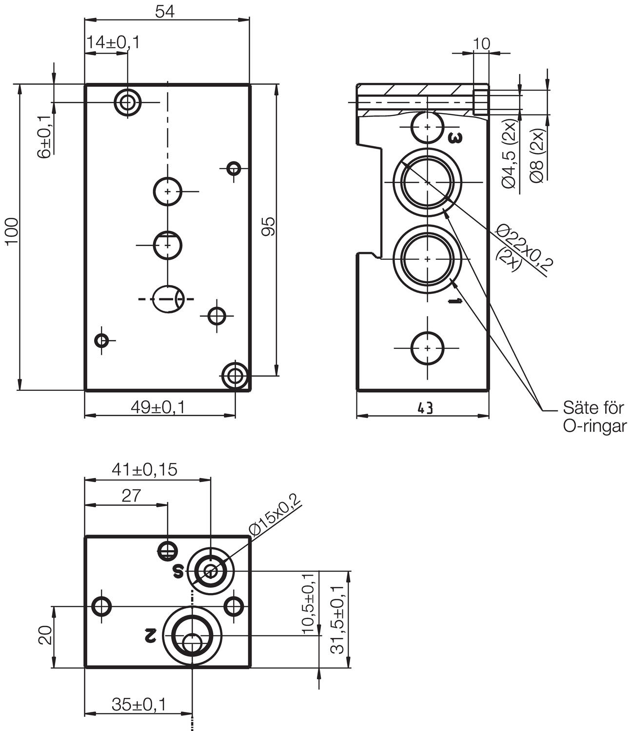 Blockmontage fore Sentronic C, flow 4 mm
