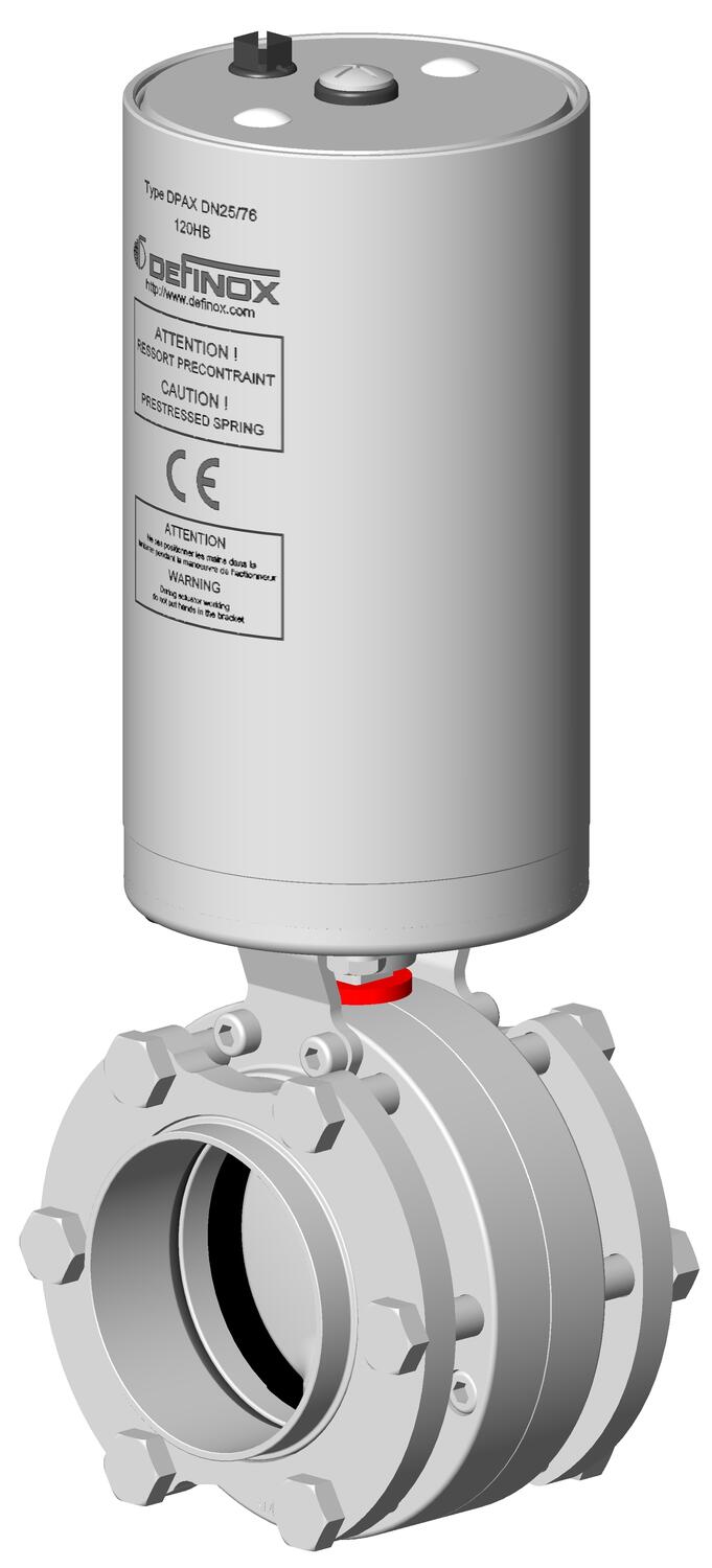 Butterflyventil mellemfalnger med aktuator DPAX