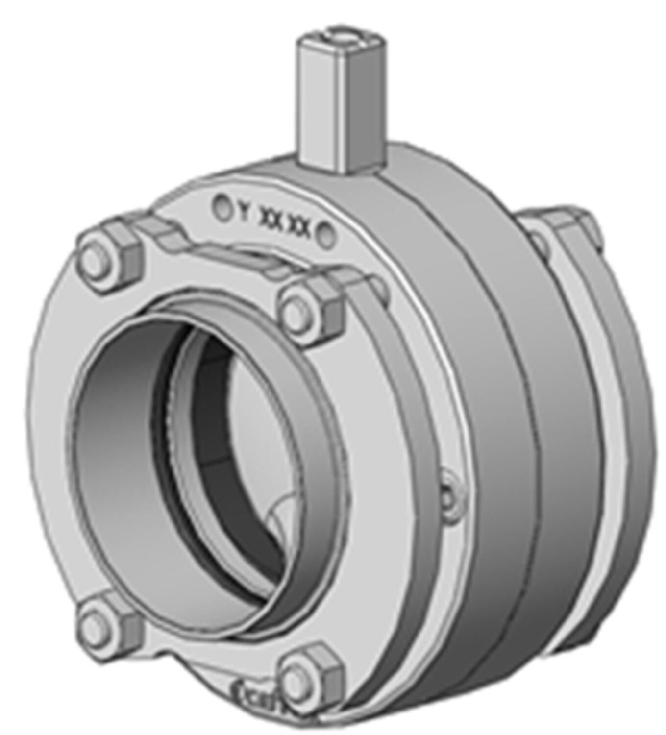 Butterflyventil Mellemflanger  uden håndtag DPX BF