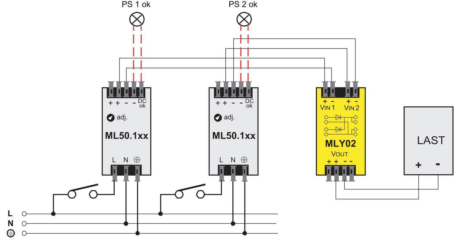 Connecting sketch 1 power supply MLY02