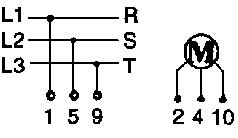 Connection sketch for Front-/Back-switcher, for 3-phase engine PR12
