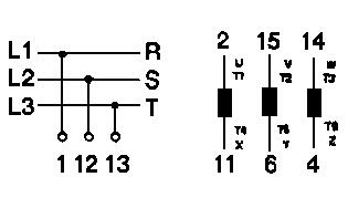 Connection sketch for Y/D change-over switch PR17
