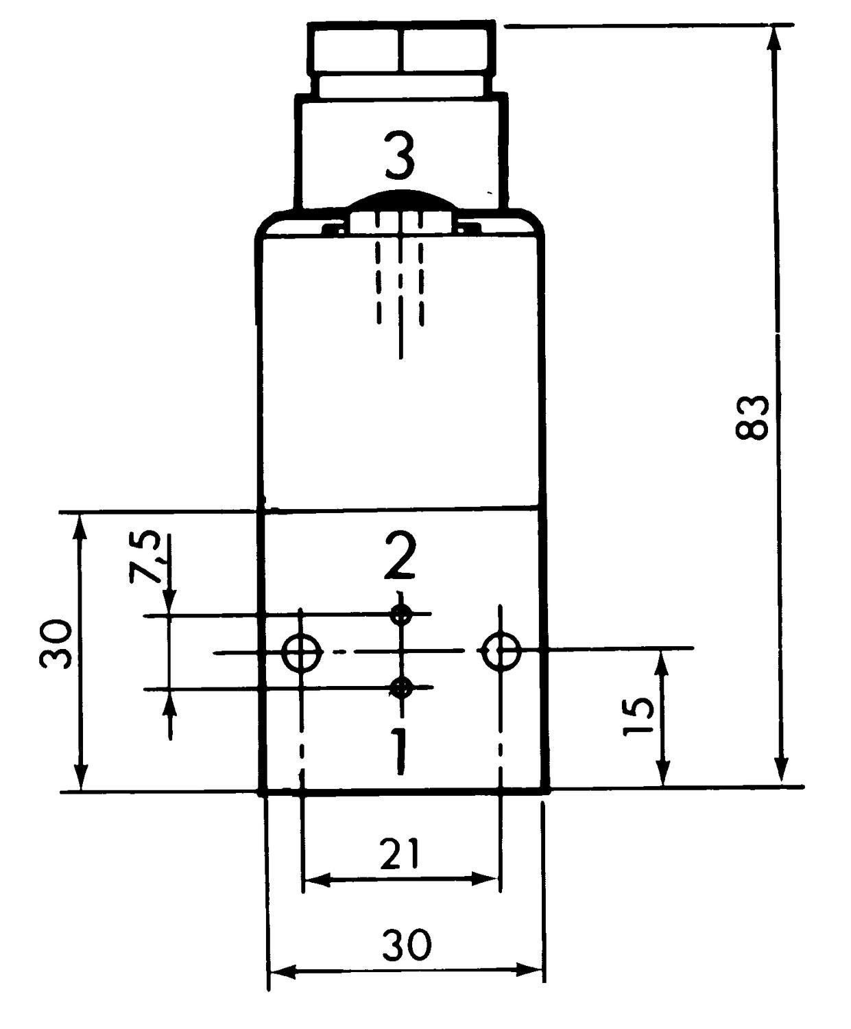 Dimension, NC 3/2-valve CNOMO 30