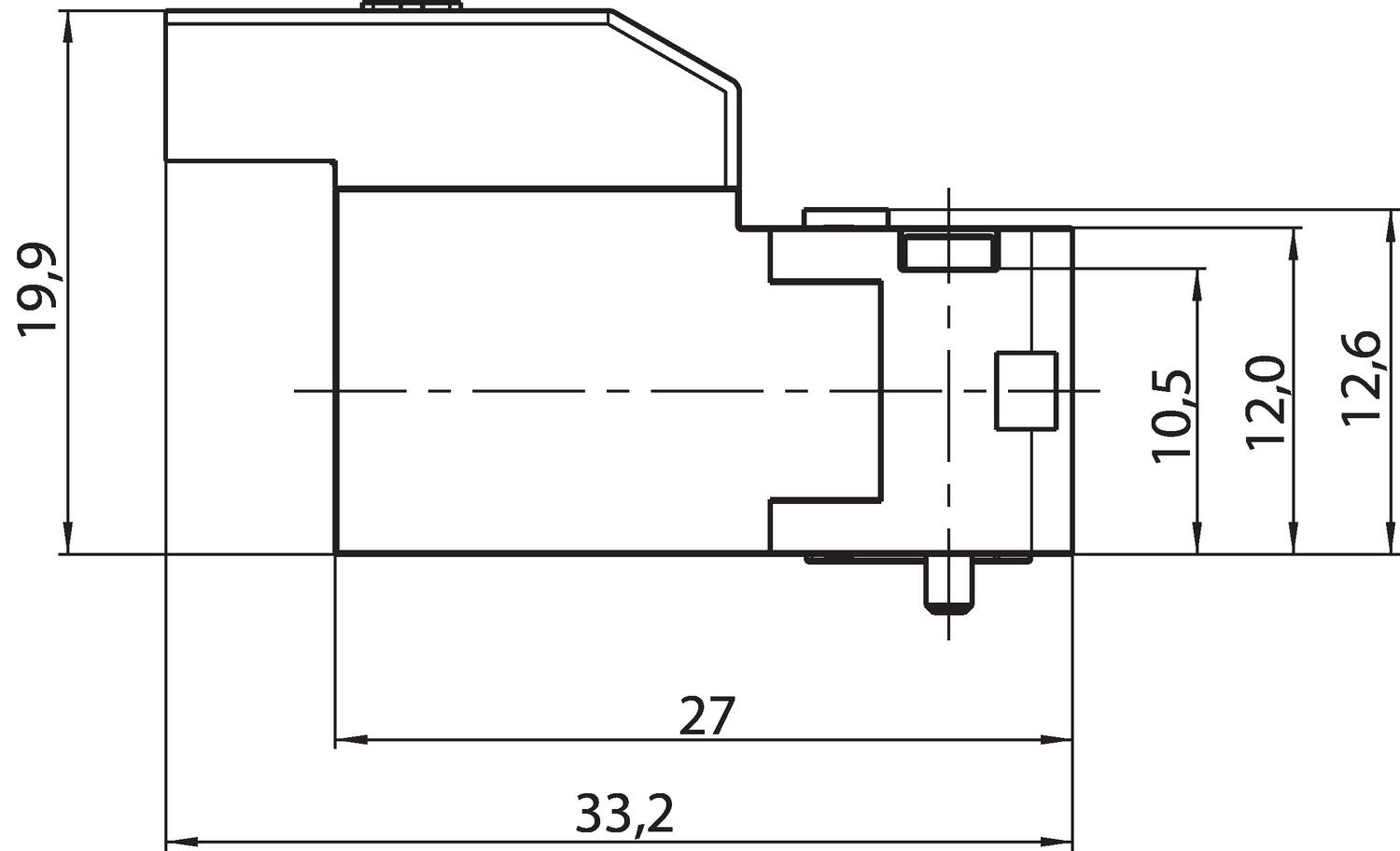 Dimension, vertical contact, type 3