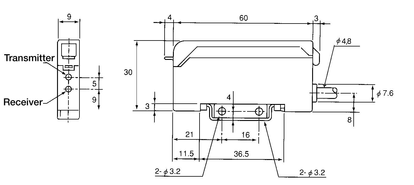 Dimension compact intensifier with potentiometressettings with cabel