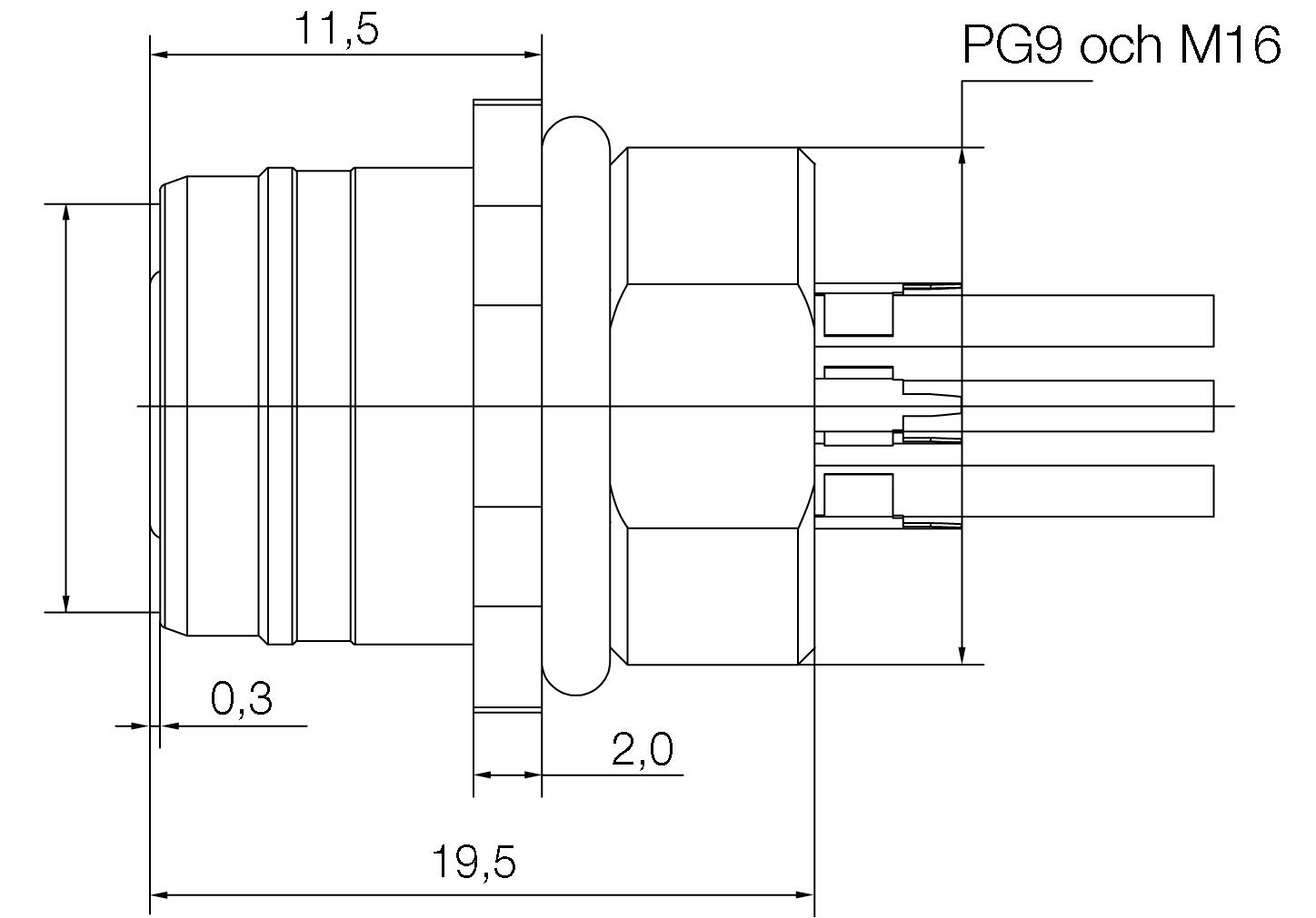 Dimension panelcontact female