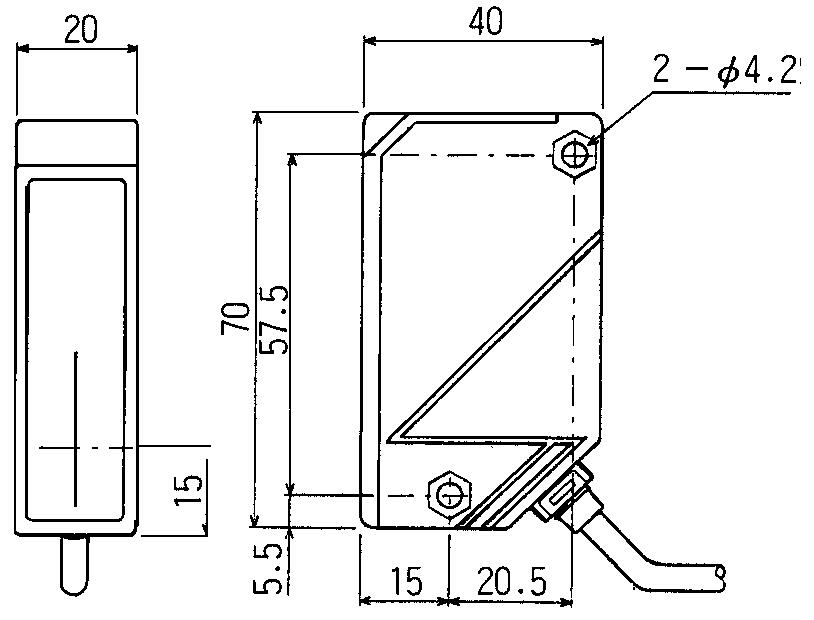 Dimension Photocell backgroundanti-dazzled and colourinsensitive