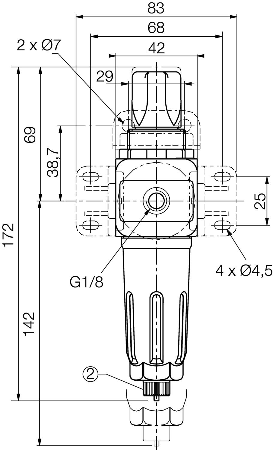 Dimension to attachment for sidemontage