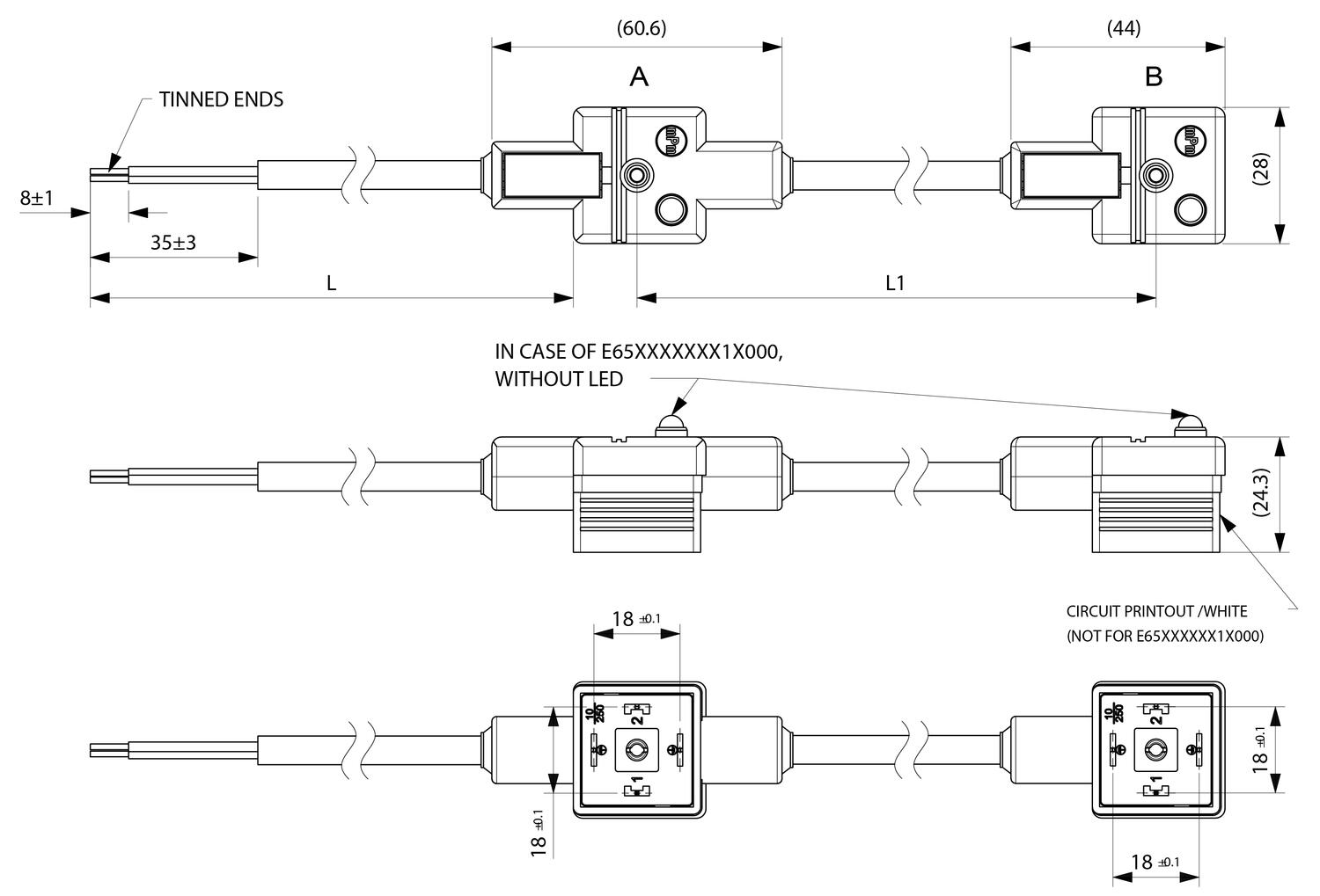 Double DIN contact, size 1