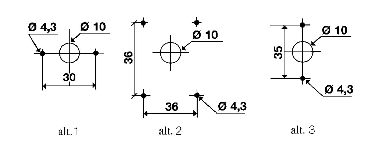 Drawing of three different screw montage PR12