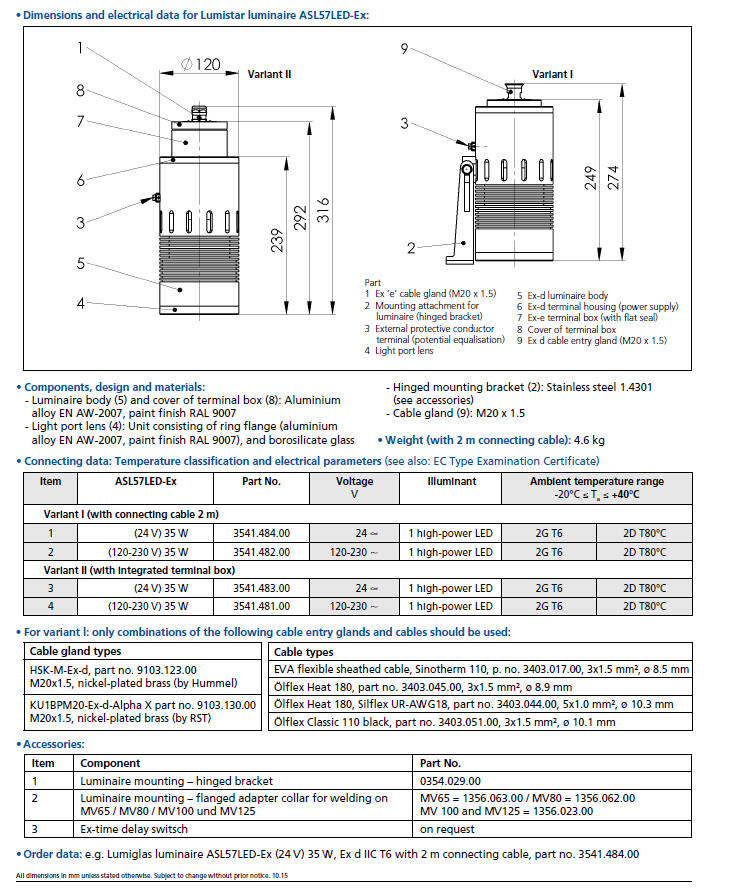 Lumistar ASL 57 teknisk tegning